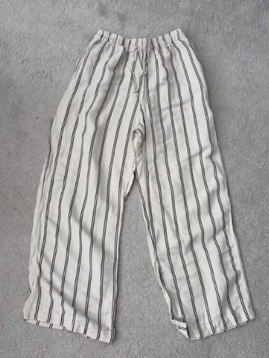 H&M Pants - H&M Stripe Linen Trousers – Cream & Black – Size S